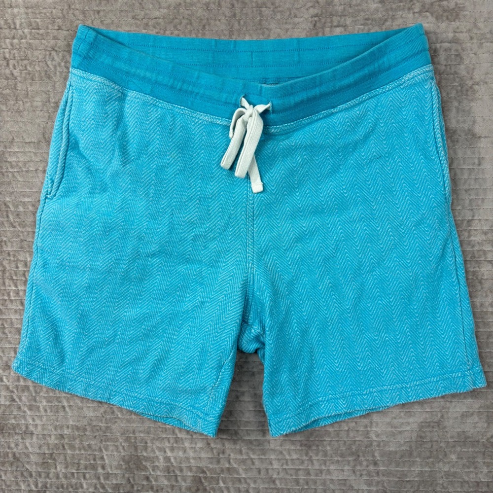 Chubbies Lounge Shorts Large 7 Inch Inseam Turquoise Blue Herringbone Cotton‎